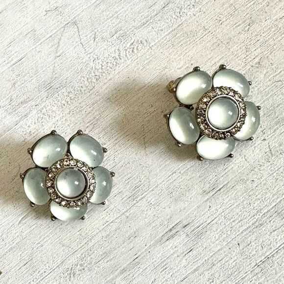 Blue rhinestone flower earrings Jewelry - Blue rhinestone flower post earrings